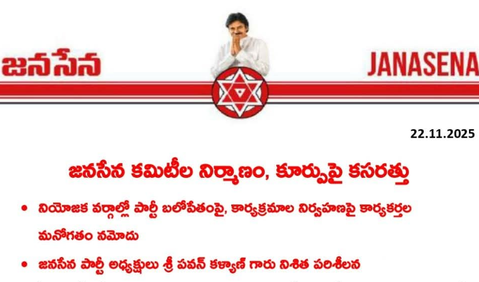 Janasena: జనసేన కమిటీల నిర్మాణం, కూర్పుపై కసరత్తు