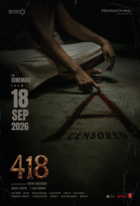 సెప్టెంబర్ 18న ‘418’-హారర్ థ్రిల్లర్‌కు ‘A’ సర్టిఫికెట్